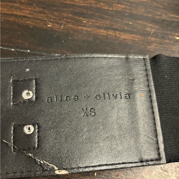 Alice + Olivia Black Patent Leather double Buckle Corset Belt- size  xs main image 5